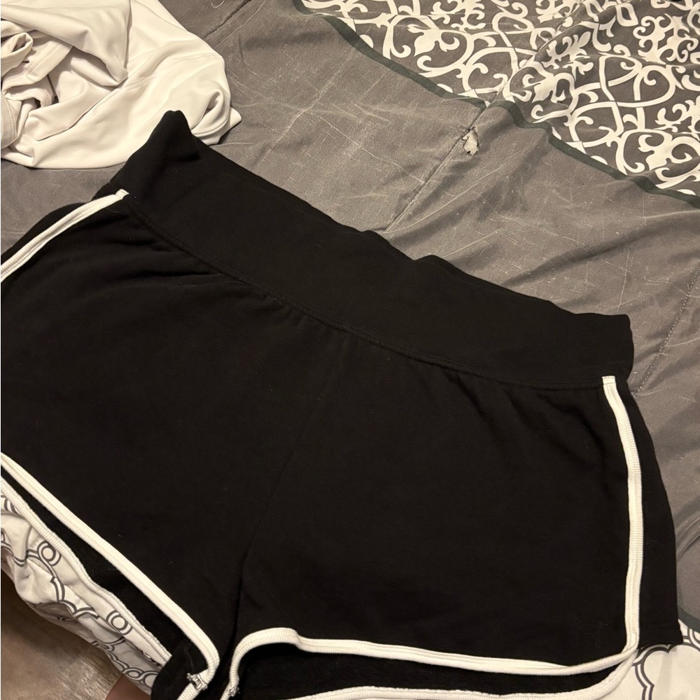 PINK Victoria's Secret Black Athletic Shorts with White Trim